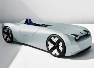 Este es un BMW i3… pero con la piel de un Triumph TR25 bmw