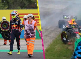 Así fue el choque de Checo Pérez en la P1 del Gran Premio de Hungría f1