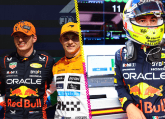 Sorpresas en Silverstone: Checo eliminado en la Q1 y McLaren sorprende con sus dos pilotos en la cima f1