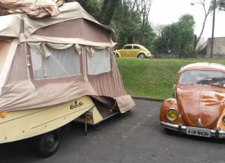 Camping Star, remolque para vocho que incluía una carpa para 6 personas