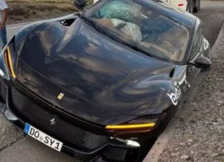 El Ferrari Purosangue que recorre Sudamérica se accidentó